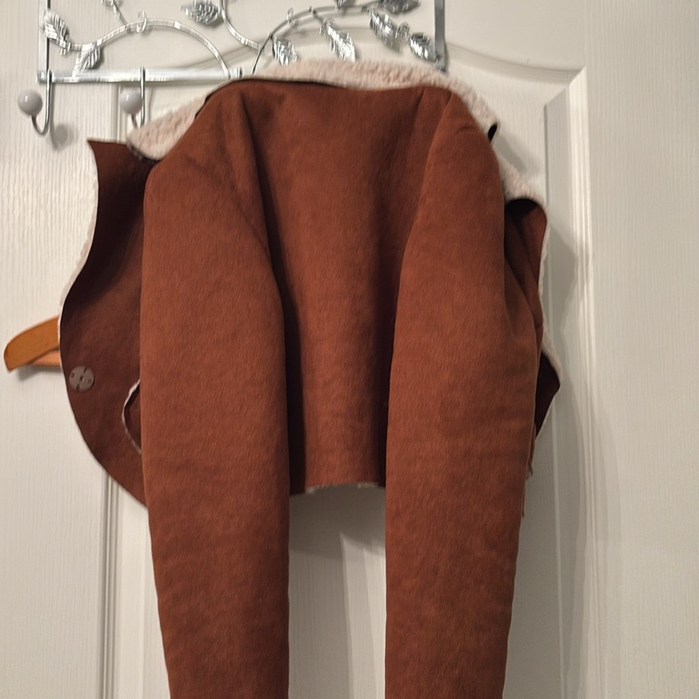 Faux Suede Teddy Lined Crop Jacket - Picture 2 of 7